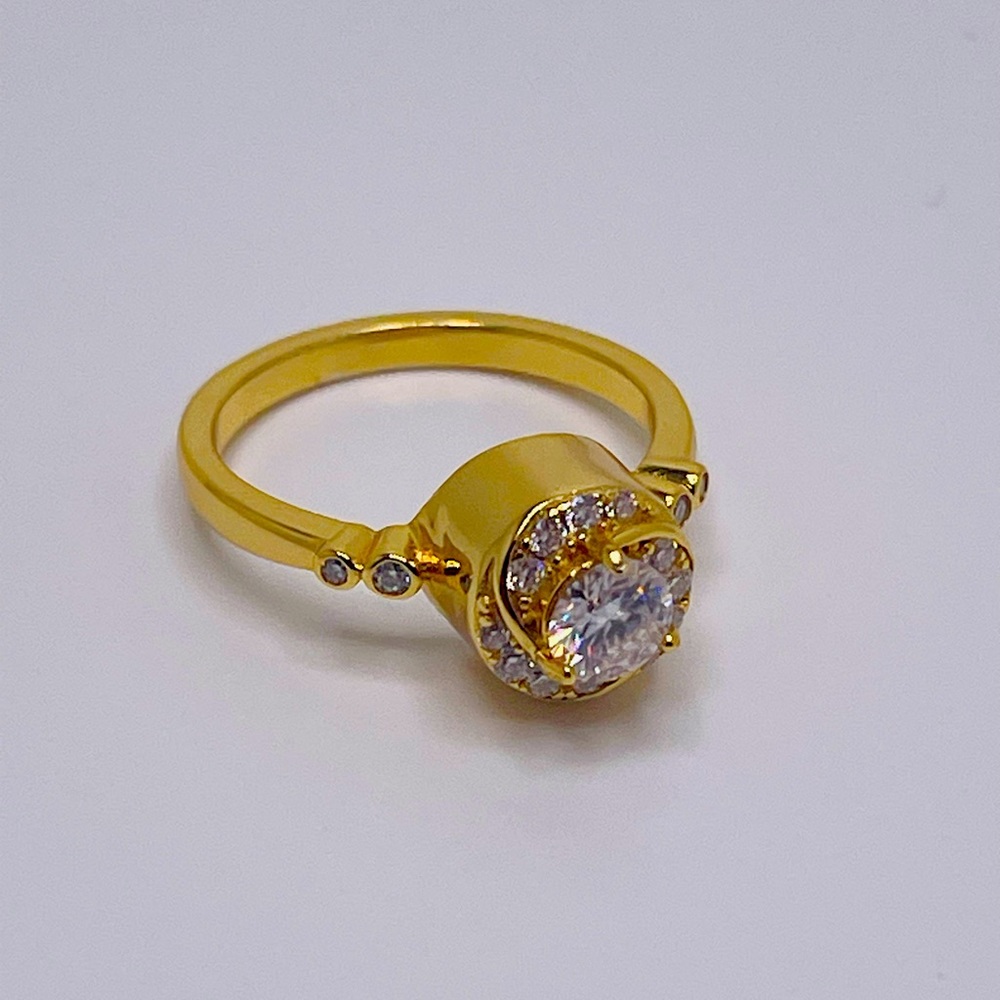 VVS GRA Certifed Gold Vermeil Urn Ring, keepsake Jewelry,pass Diamond Test